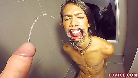 Busty brunette ladyboy cat in her favorite position on bed