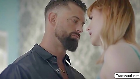 Horny redhead takes her clit and enjoys anal fucking