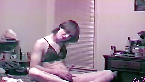 Cute lingerie blonde showing sexy body and making a video