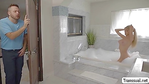 Blonde with a hot ass sucks and gets pounded on the ass