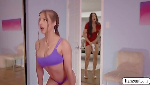 Brunette maid fucked by her boss with a dick in her ass