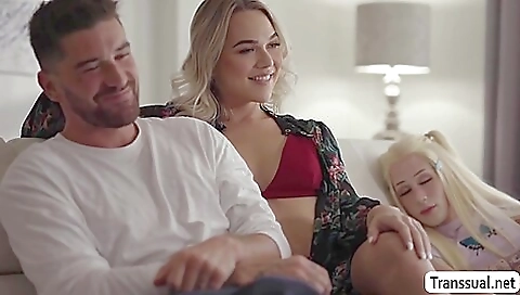 Busty shemale fucks and rides her stepbrother's hard cock