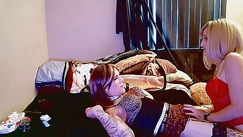 Hot amateur sex video with blonde brunette in stockings