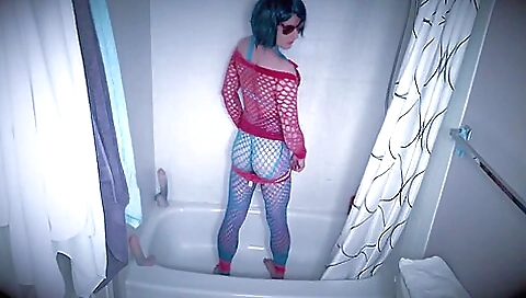 Sexy lingerie in the shower is getting fucked by a vibrator