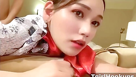 Super cute ladyboy katoey maid fucking in a very strange way