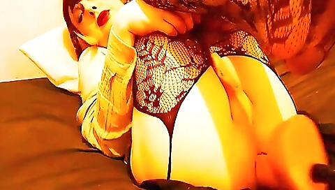 Brunette is fucked on the fuck machine and on the ass