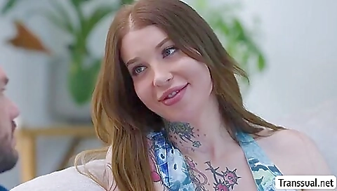 Busty shemale gets her ass pounded hard by a big cock